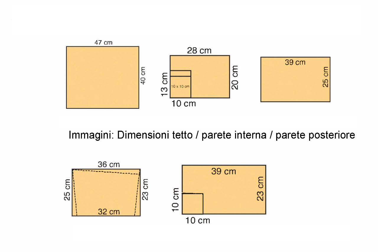  Schizzo delle misure corrette per le tavole di legno necessarie per costruire una casetta per ricci